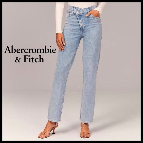 Abercrombie & Fitch Denim - Abercrombie & Fitch The Dad High Rise Criss Cross Waistband •Curve Love•